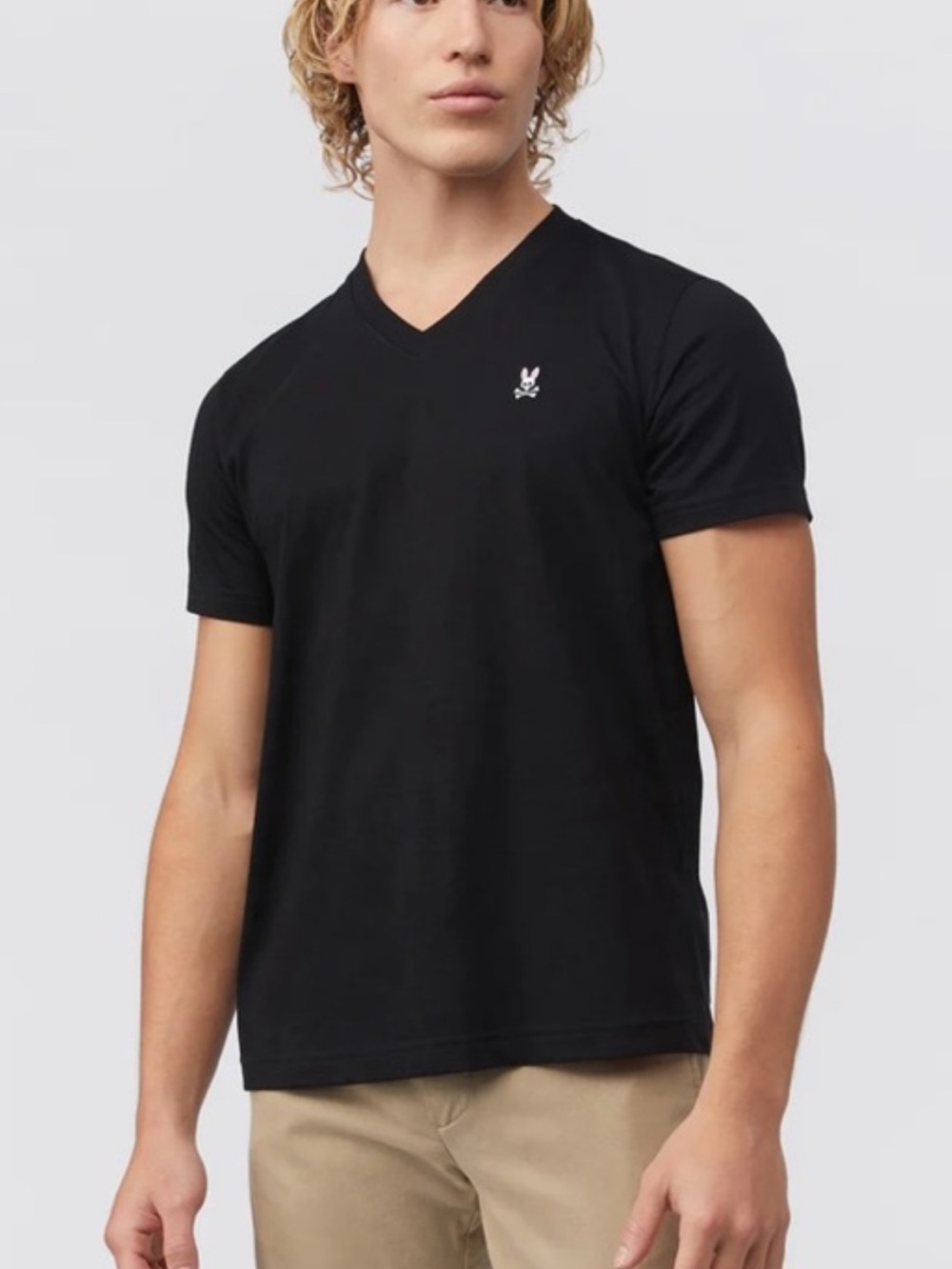 Psycho Bunny | Classic Embroidered Logo V Neck T Shirt Men’s Size 8 / XXL Black